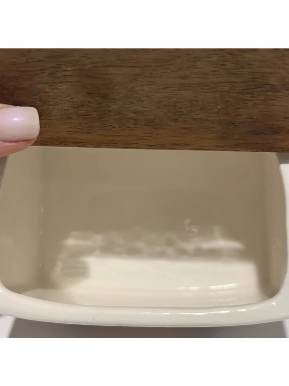 Vintage Floral Salt Cellar Box With Wooden Lid Ceramic Farmhouse Japan 4.5